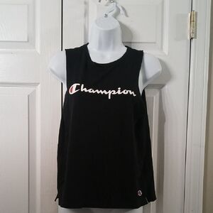 Champion black logo tank top athletic workout Sz M NWOT